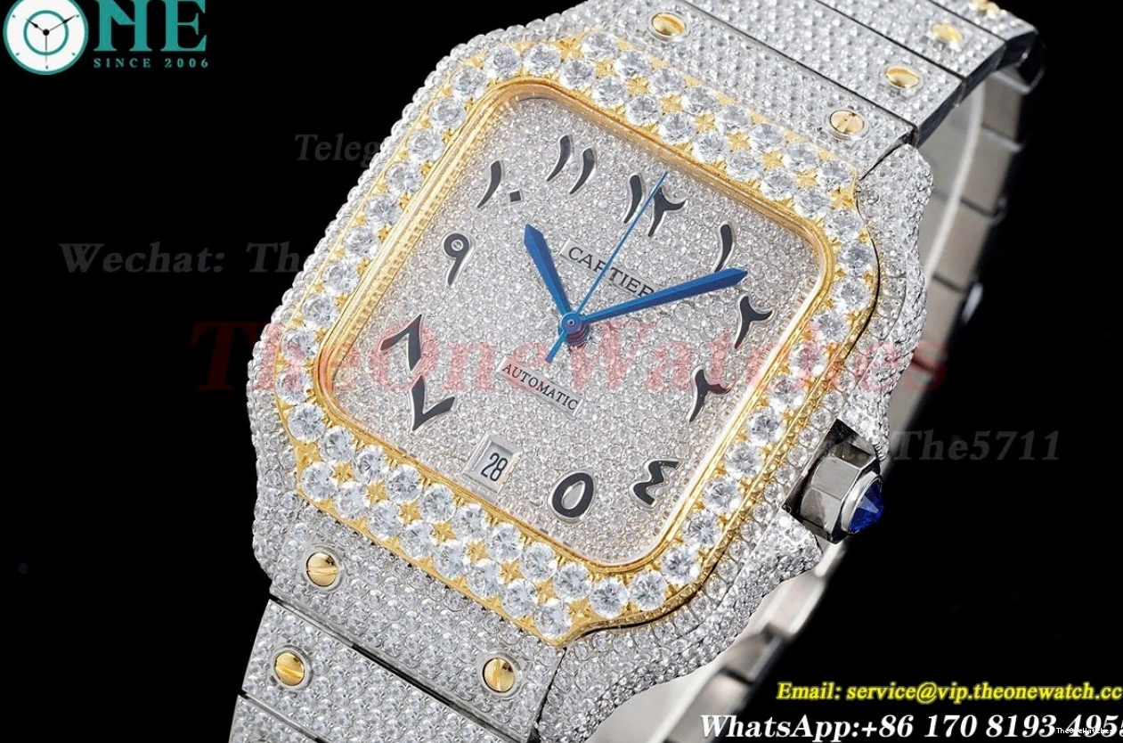 40mm Arab YG MY9015 SS Dia AMG XL Mens 100 Santos SS 0424